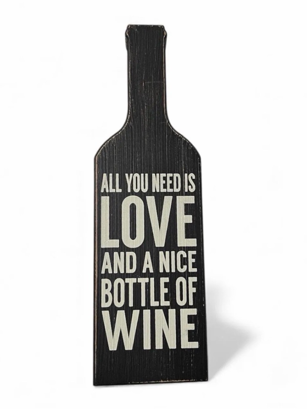 Quill‎ to Paper by SIXTREES Wood Wine Bottle Tabletop Decor, 12”